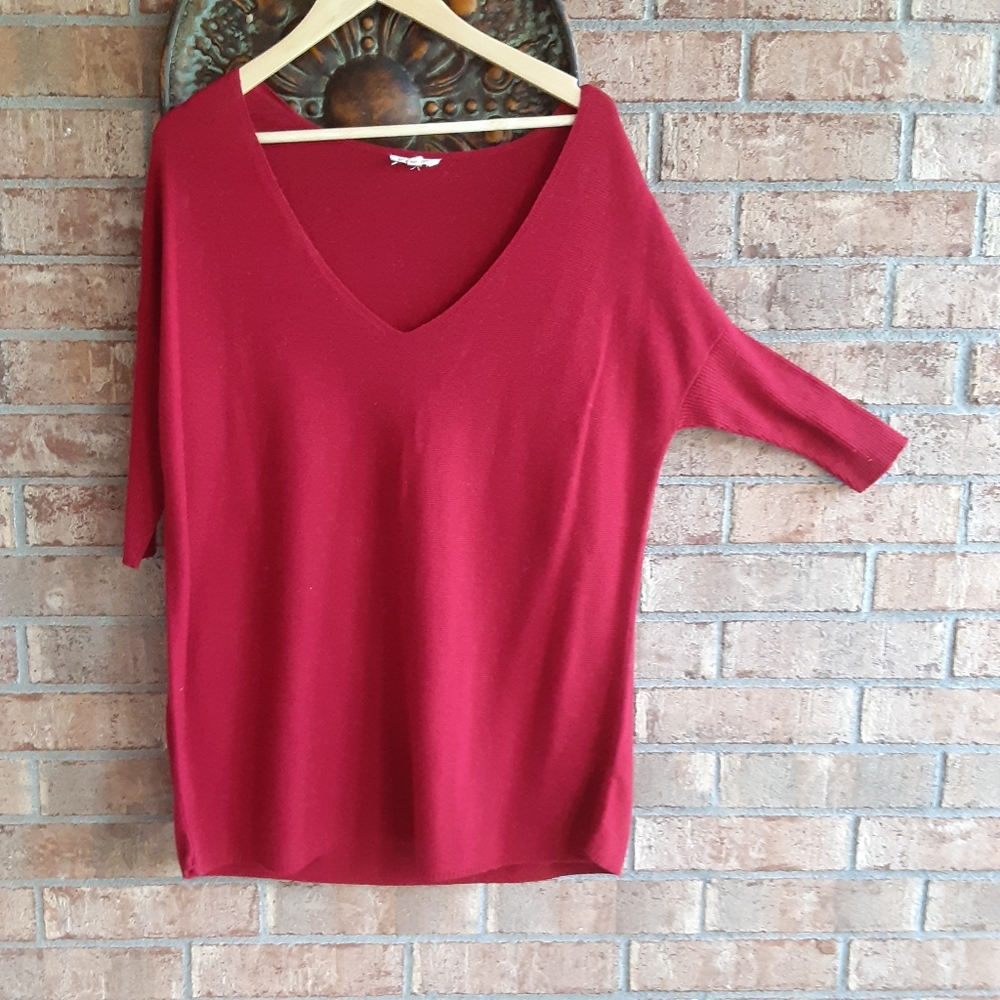 Eileen Fisher Cotton V Neck Dolman Sleeve Sweater